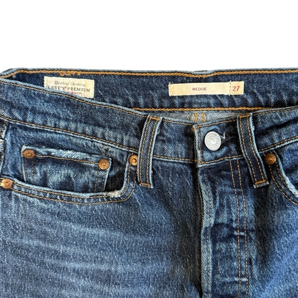 Levi’s Premium Wedgie Fit Button Fly Ankle Jeans Blue Size 27 #1732 - Picture 7 of 11